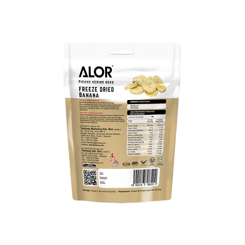 Freeze Dried Banana Snack by Alor | 6 Packs | 15g per pack