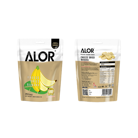 Freeze Dried Banana Snack by Alor | 6 Packs | 15g per pack