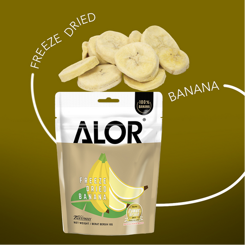 Freeze Dried Banana Snack by Alor | 6 Packs | 15g per pack