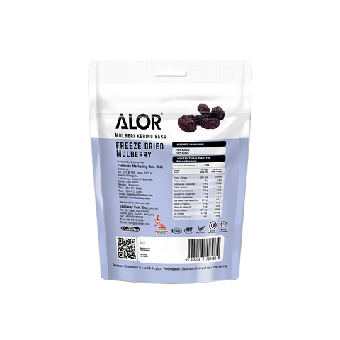 Freeze Dried Mulberry Snack by Alor | 6 Packs | 15g per pack