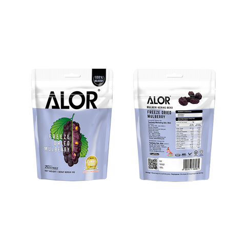 Freeze Dried Mulberry Snack by Alor | 6 Packs | 15g per pack