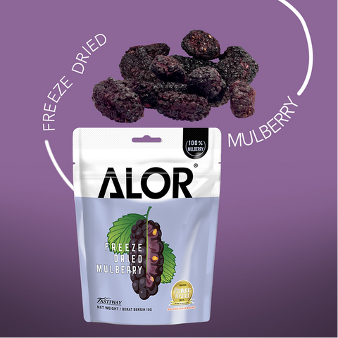 Freeze Dried Mulberry Snack by Alor | 6 Packs | 15g per pack