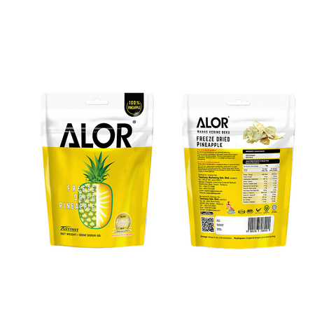 Freeze Dried Pineapple Snack by Alor | 6 Packs | 15g per pack