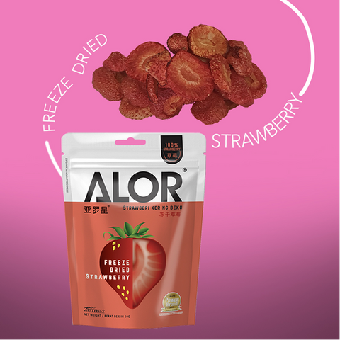 Freeze Dried Strawberry Snack by Alor | 6 Packs | 15g per pack