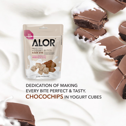 Freeze Dried Yogurt Chocolate Chips by Alor | 6 Packs | 15g per pack