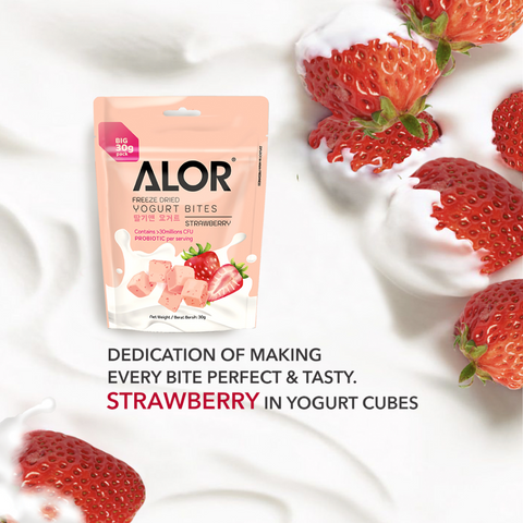 Freeze Dried Strawberry Yogurt Bites by Alor | 6 Packs | 15g per pack