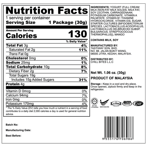 Freeze Dried Mango Yogurt Bites by Alor | 3 Packs | 30g per pack