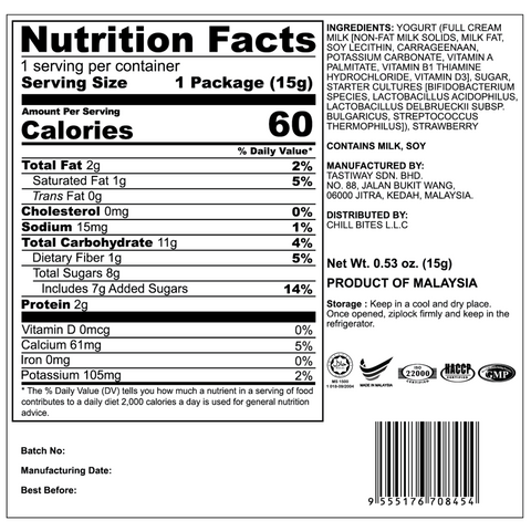 Freeze Dried Strawberry Yogurt Bites by Alor | 6 Packs | 15g per pack